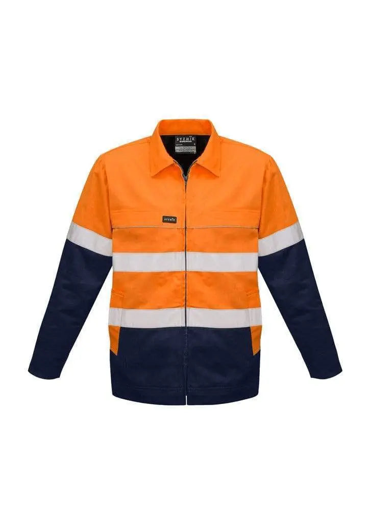 SYZMIK Men’s Hi Vis Cotton Drill Jacket ZJ590 Work Wear Syzmik Orange/Navy XXS